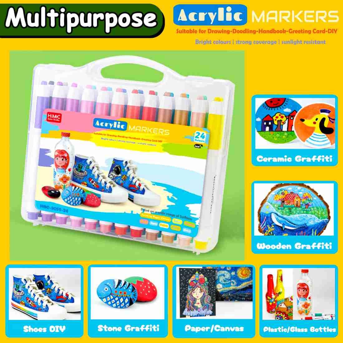 Set of 24 Non-Toxic Acrylic Markers for Kids: Includes a wide range of bright colors for artistic expression.
www.usmile.toys